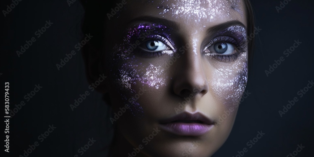 Hübsche junge Frau mit attraktivem Gesicht und tollem Make-Up Styling im Porträt. Nahaufnahme, ai generativ Hübsche junge Frau mit attraktivem Gesicht und tollem Make-Up Styling im Porträt. Nahaufnahme, ai generativ