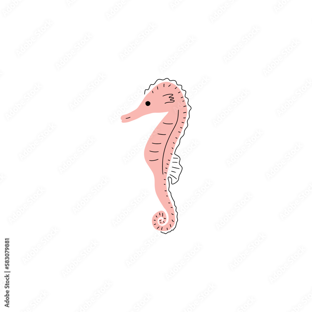 Fototapeta premium Seahorse Character sea animal on deep background. Wild life illustration. Underwear world. Vector illustration.