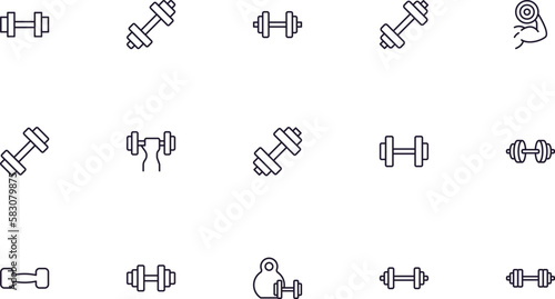 Dumbell concept. Sport line icon set. Collection of vector signs in trendy flat style for web sites, internet shops and stores, books and flyers. Premium quality icons isolated on white background