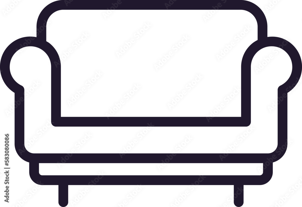 Sofa concept. Single premium editable stroke pictogram perfect for logos, mobile apps, online shops and web sites. Vector symbol isolated on white background.