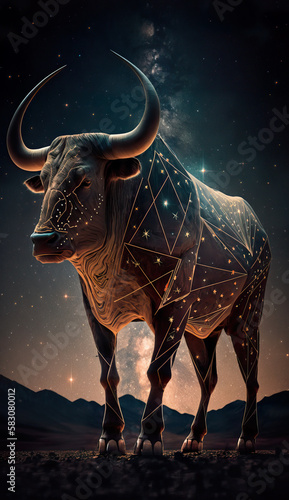 Taurus zodiac, stars background, smartphone wallpaper, (generated ai)