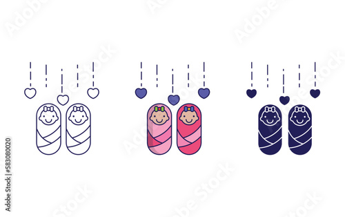 Twins baby vector icon