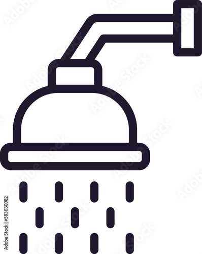Single line icon of shower on isolated white background. High quality editable stroke for mobile apps, web design, websites, online shops etc.