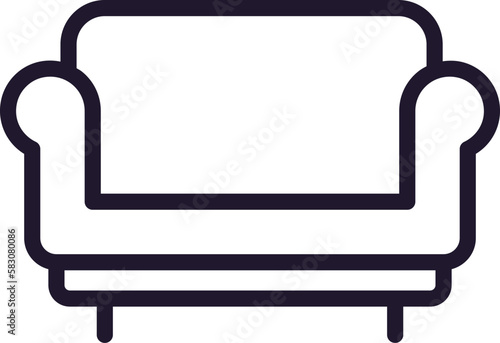 Sofa concept. Single premium editable stroke pictogram perfect for logos, mobile apps, online shops and web sites. Vector symbol isolated on white background.