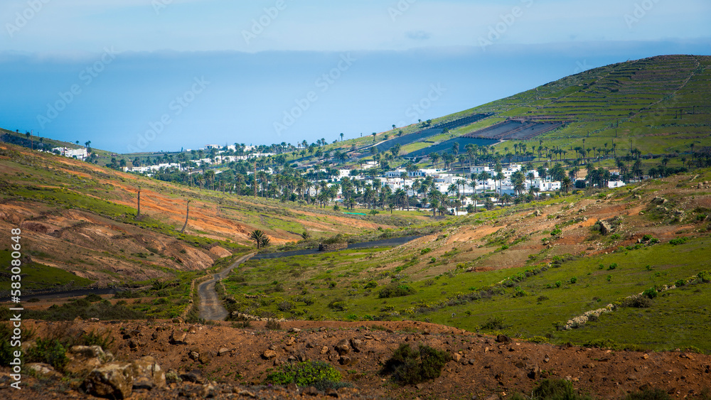 View on Haria on Lanzarote and the valley of the thousand palms.