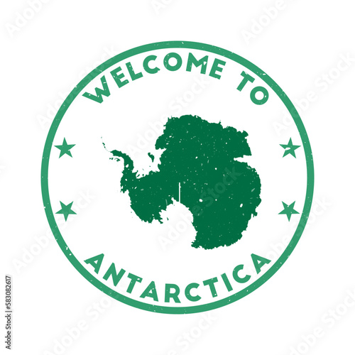 Welcome to Antarctica stamp. Grunge country round stamp with texture in Bulma Hair color theme. Vintage style geometric Antarctica seal. Awesome vector illustration.