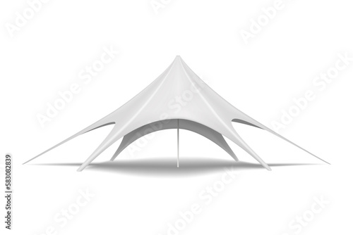 Star tent vector mock-up. Promotional canopy mockup. White blank foldable event marquee. Template for design