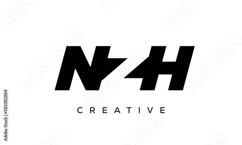 NZH letters negative space logo design. creative typography monogram vector 
