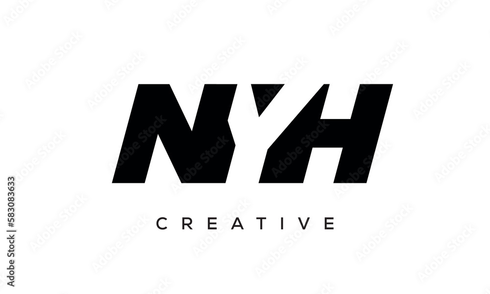 NYH letters negative space logo design. creative typography monogram vector	