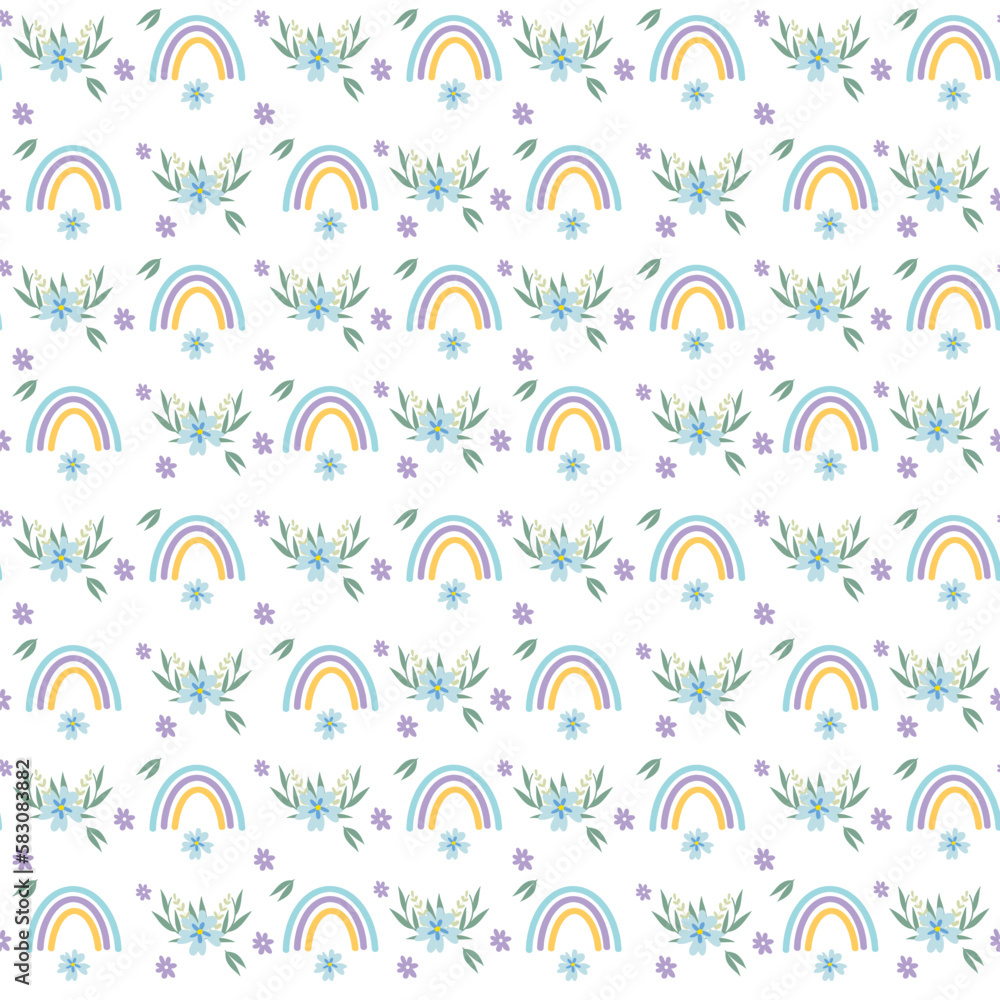 floral color pattern Pink romantic baby girl rainbow. Floral girly background