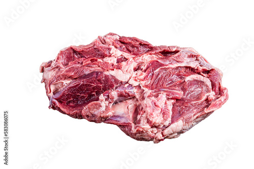 Raw Boneless Leg of Lamb meat on butcher table. Isolated, transparent background.