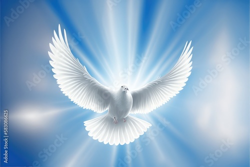 dove of peace with beautiful cloud and sun rays generative ai