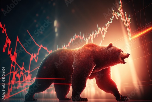 glowing trade chart to manage investments in bearish stock market generative ai