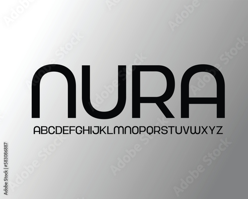 Nura font for logo and headline. Isolated vector typeset
