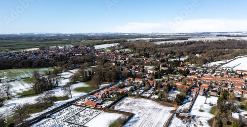 Aerial view of the North Yorkshire Moors village of Thornton Le dale photo