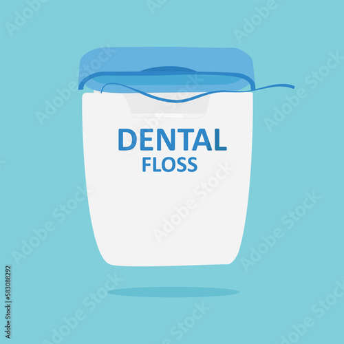 Dental floss icon blue background.