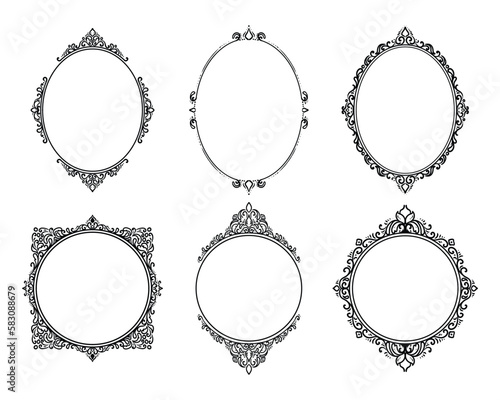 Luxury decorative photo frames. Retro ornamental frame, vintage ornaments & ornate border. Decorative wedding frames, antique museum picture borders or deco dividers. Isolated vector art