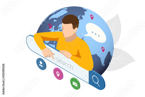 Isometric Search Online. Searching Browsing Internet, Data Information , Networking. Modern Menu for Sites and Apps. People Searching Job.