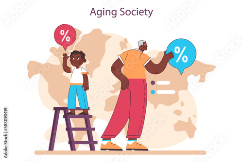 Aging society and low birth rate in developed countries set. Workforce
