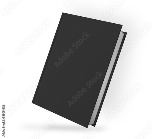 black book diary blank cover notebook on transparent background