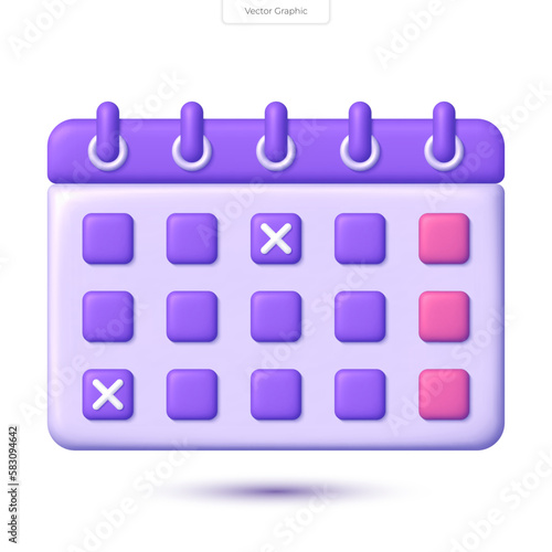 Realistic calendar icon. Vector planning concept. 3d vector illustration.