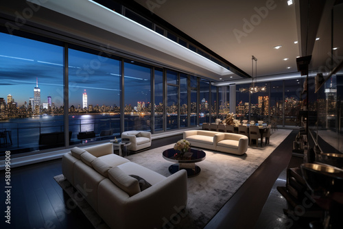 Luxury penthouse villa living room. High class real estate.