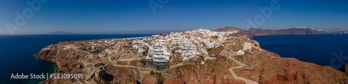 Drone view of Oia town city in Santorini greece © ELEFTHERIOS