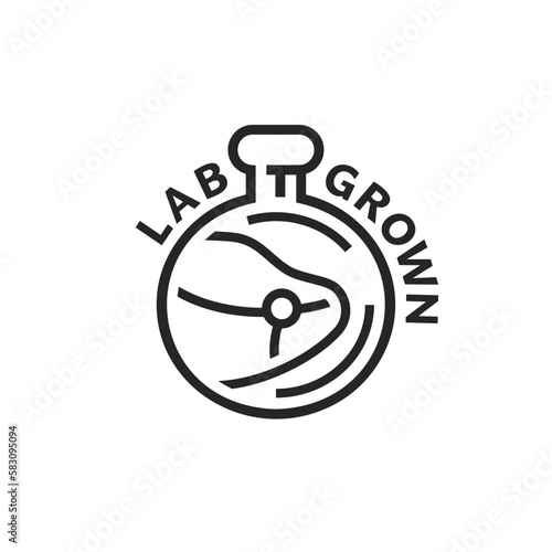 Lab grown meat sign. Editable vector illustration