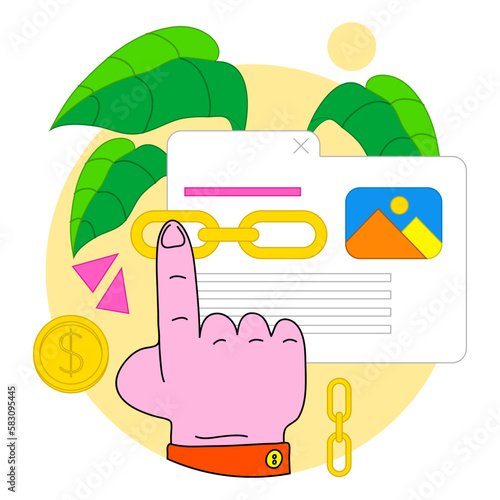 Passive income in the internet. Character making money on advertising