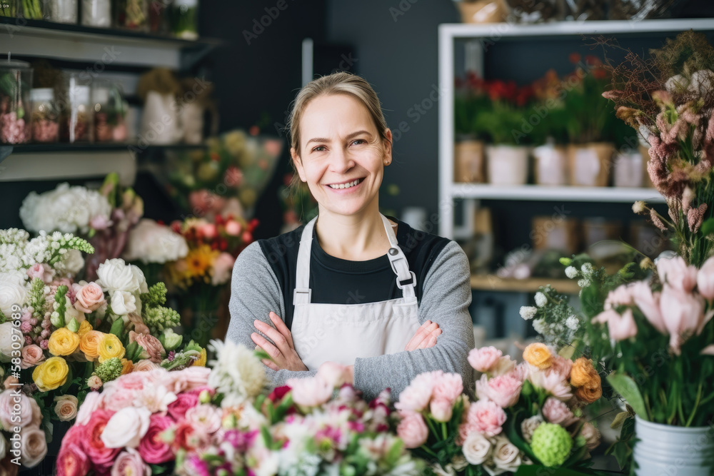 Portrait of smiling florist in flower shop