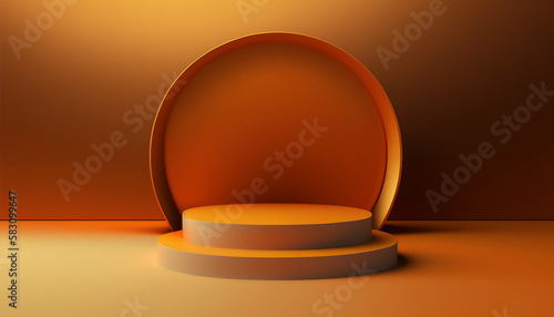 A unique and eye-catching orange pedestal for your exhibit © Llama-World-studio