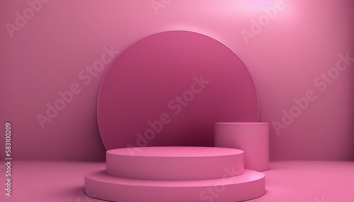 A charming and playful pink podium for your business needs © Llama-World-studio