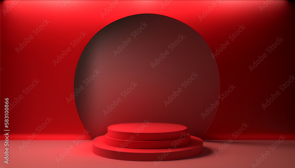 A stylish and unique red pedestal for your product launch A stylish and unique red pedestal for your product launch