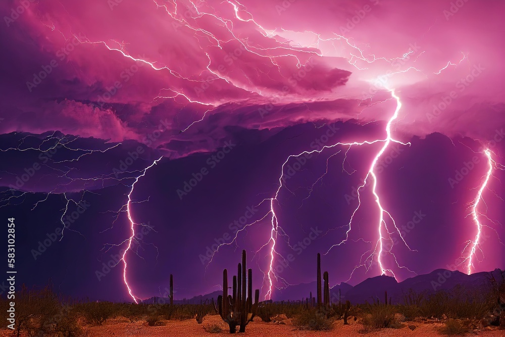 Lightning and thunderstorm supercell flash natural disaster fantasy