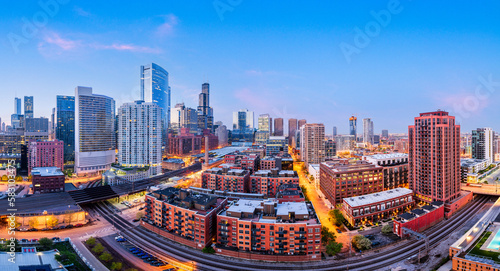 Chicago, Illinois, USA Downtown Cityscape at Dusk