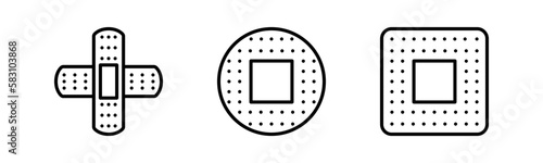 Patch icon set. Adhesive plaster, transdermal patch, nicotine patch icon.