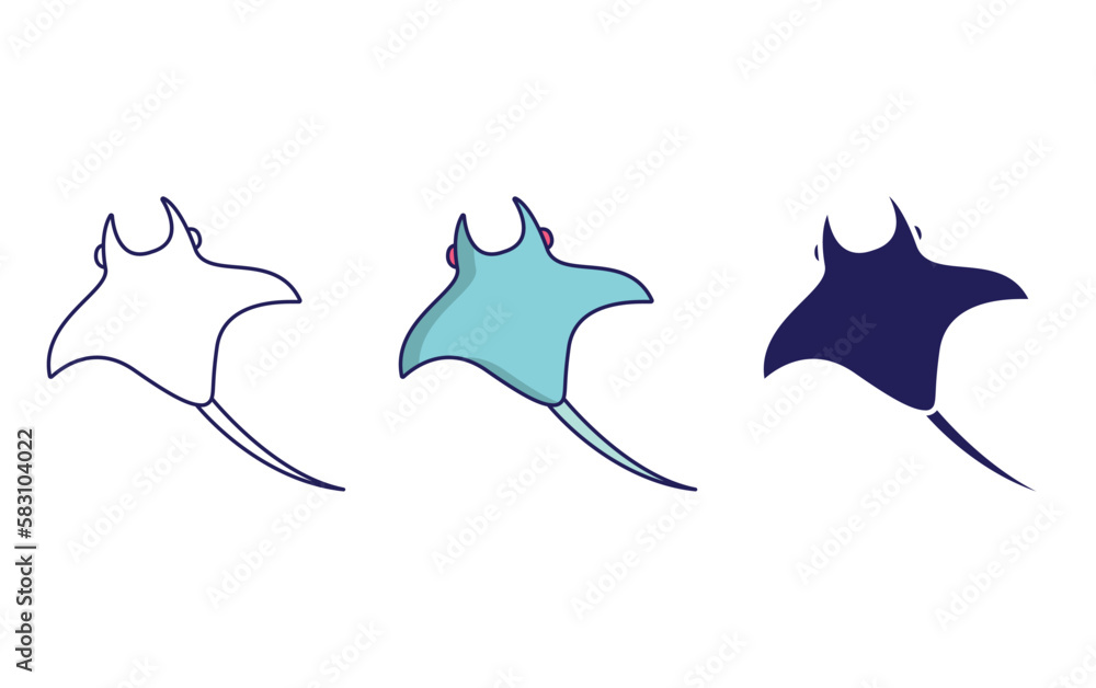 Fototapeta premium Mantaray Fish vector icon
