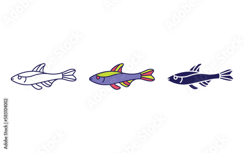 Neon tetra Fish vector icon