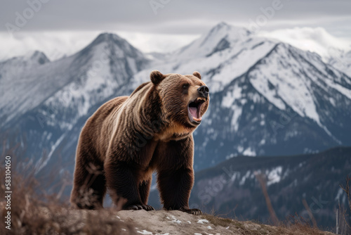 Wild bear roaring created with AI 