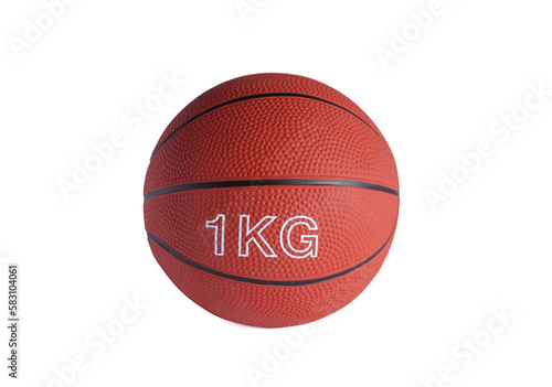 A brown medicine ball 1 kg for fitness and rehabilitation isolated on a white background.