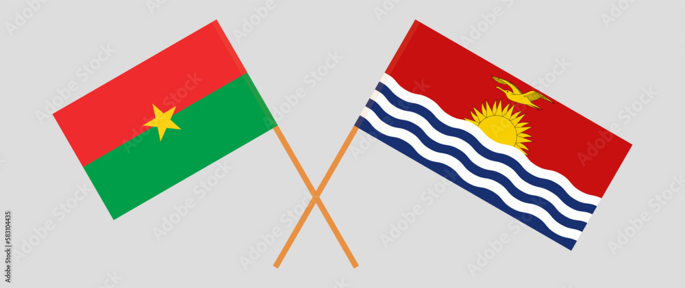 Crossed flags of Burkina Faso and Kiribati. Official colors. Correct proportion Crossed flags of Burkina Faso and Kiribati. Official colors. Correct proportion