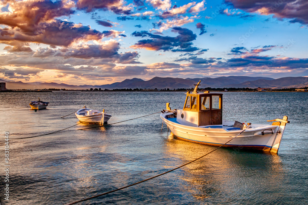 Fototapeta premium traditional fishing boats in the sea