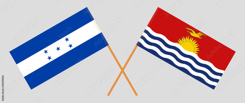 Crossed flags of Honduras and Kiribati. Official colors. Correct proportion Crossed flags of Honduras and Kiribati. Official colors. Correct proportion
