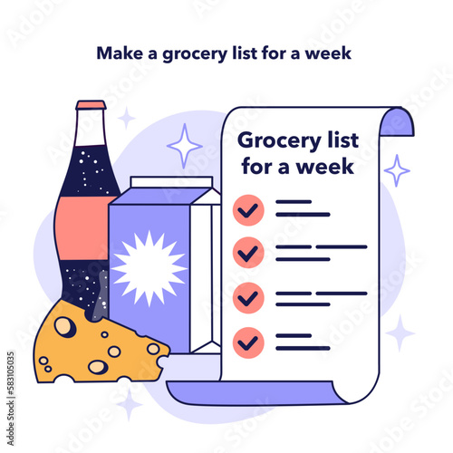Make a grocery list for a week to optimize your expenses. Useful guidance