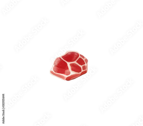 A piece of juicy meat cut into steaks on a white background. Vector illustration