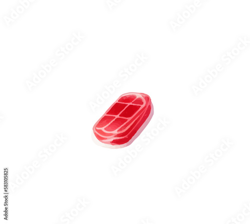 A piece of juicy meat cut into steaks on a white background. Vector illustration
