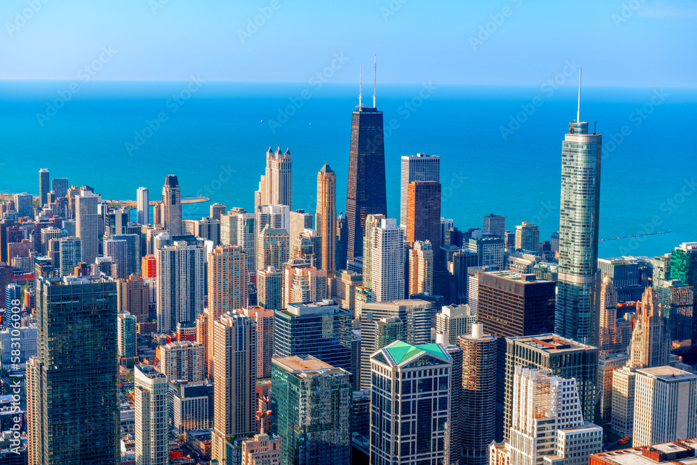 Chicago, Illinois USA Aerial Skyline View