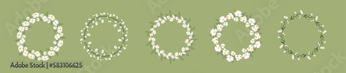 Daisy wreathes. Perfect for wedding invitations. Floral frames with Chamomiles.