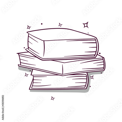 hand drawn stack of books vector illustration