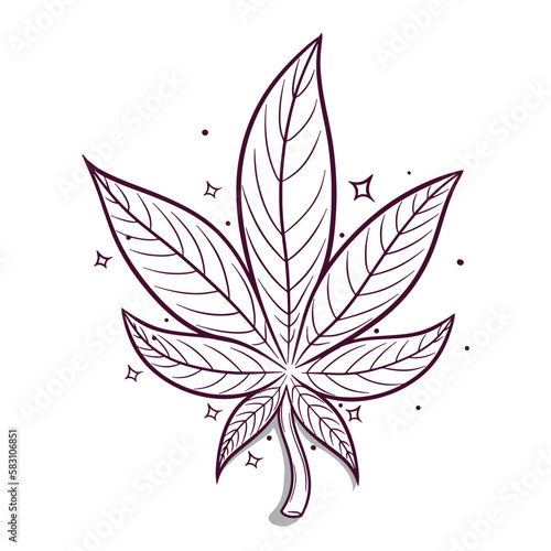 hand drawn marijuana leaf vector illustration